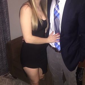 Black Body Con Dress with Slit